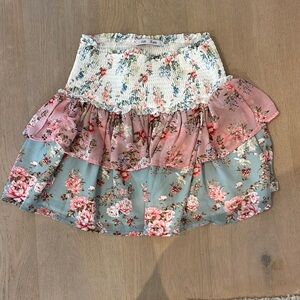 Gab Kate floral tiered skirt. Cinched/smocked waist small like new